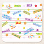 Chanukah Party Time Kartonnen Onderzetters<br><div class="desc">"Chanukah Party Time" Square Paper Onderzetter is klaar om u te helpen uw feest op gang te brengen! Bedankt voor het stoppen en winkelen. Veel waardering! Al mijn design kunnen worden overgebracht naar andere Zazzle-producten. Controleer altijd de voorvertoning om zeker te zijn dat u de perfecte weergave hebt gekozen. Geef...</div>