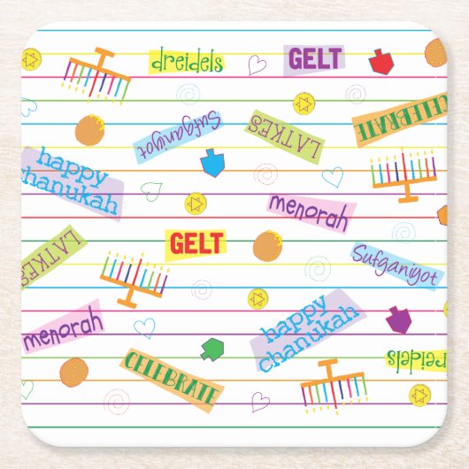Chanukah Party Time Kartonnen Onderzetters (Voorkant)
