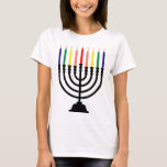 Chanukah Rainbow Menorah T-shirt<br><div class="desc">Dit ontwerp is voorzien van een kangoeroe (Hanukkah menorah) gevuld met een regenboog van kaarsen. Ik wens je een Chanokah vol licht!</div>