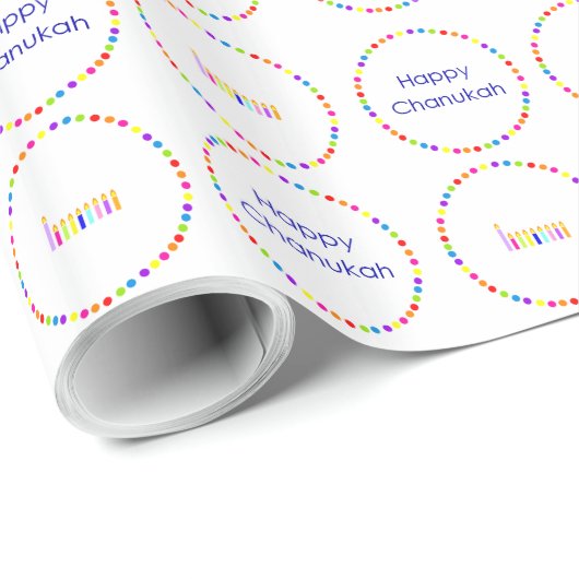 Chanukah Rainbow Menorah Wrapping Paper Cadeaupapier (Rol Hoek)