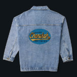 Chanukah Retro Denim Jacket<br><div class="desc">Denim Jean Jacket "Chanoeka Retro" Personaliseer door bewerkbare tekst te vervangen door uw eigen tekst. Kies uw favoriete lettertypestijl, -grootte en -kleur. Ontwerpelementen kunnen worden overgebracht naar andere Zazzle-producten. Stijl: Vrouwen Denim Jacket (Jean Jacket) Deze custom vrouwen denim jas is uw persoonlijke mode statement! Personaliseer het met uw favoriete afbeelding...</div>