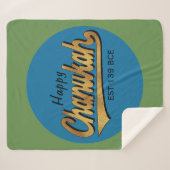 Chanukah Retro Sherpa Hanukkah Blanket/Medium Sherpa Deken (Voorkant (horizontaal))