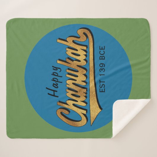 Chanukah Retro Sherpa Hanukkah Blanket/Medium Sherpa Deken (Voorkant (horizontaal))