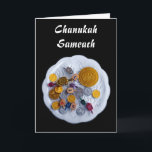 Chanukah Sameach Feestdagen Kaart<br><div class="desc">"Joodse expressies" biedt een boodschappervaring omdat je nergens anders iets vindt. Welkom in onze winkel. Vertel je vrienden over ons en stuur ze onze link naar http://www.zazzle.com/YehudisL?rf=238549869542096443*</div>