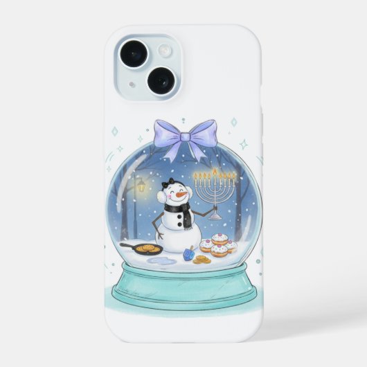 Chanukah Sneeuwbol iPhone 15 Case (Achterkant)