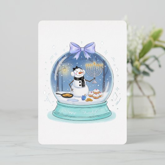 Chanukah Snow Globe Folie Uitnodiging (Staand Voorkant)