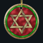 Chanukah Star van David Keramisch Ornament<br><div class="desc">Denk aan thema's! Het spel met achtergrondkleuren, voegt of schrapt tekst toe, en (voor een beetje van extra kosten die reeds hier worden toegevoegd, maar kan worden geschrapt) pas de rug met afbeeldingen, kleur, uw logo/bedrijfsinfo., enz. aan! Deze zijn ook groot voor giften of om als het beëindigen aanraking van...</div>