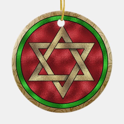 Chanukah Star van David Keramisch Ornament (Voorkant)