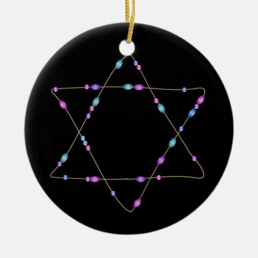 Chanukah Star van David Keramisch Ornament (Voorkant)