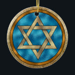 Chanukah Star van David Keramisch Ornament<br><div class="desc">Veel plezier met deze. Denk aan thema's! Het spel met achtergrondkleuren, voegt of schrapt tekst toe, en (voor een beetje van extra prijs) pas de rug met afbeeldingen, kleur, uw logo/bedrijfsinfo., enz. aan! Deze zijn ook groot voor giften of om als het beëindigen aanraking van klasse op uw gift het...</div>