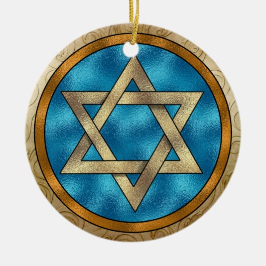 Chanukah Star van David Keramisch Ornament (Voorkant)
