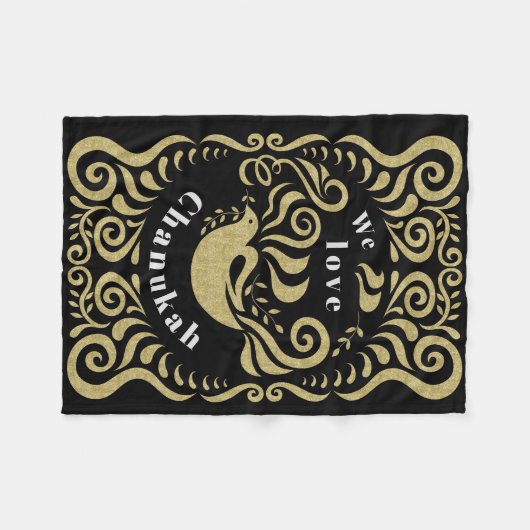 Chanukah Stencil Fleece Blanket Deken (Voorkant (Horizontaal))