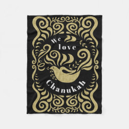 Chanukah Stencil Fleece Blanket Deken