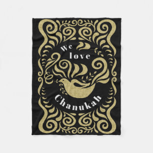 Chanukah Stencil Fleece Blanket Deken