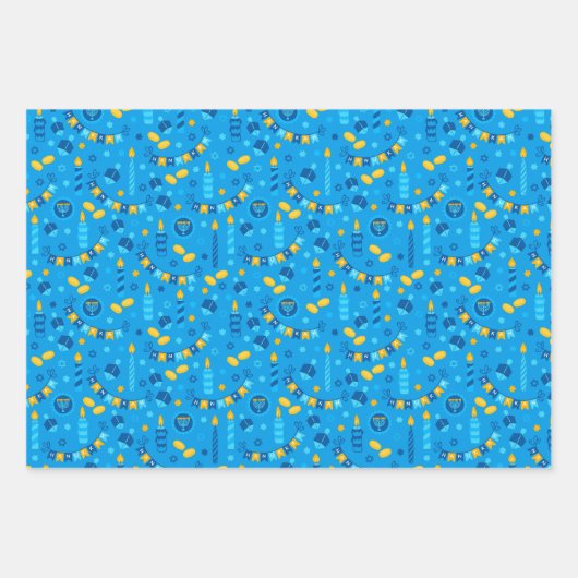 Chanukah Streamers Hanukkah Dreidels Banners Inpakpapier Vel (Voorkant 3)