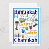 Chanukah Words Collage Kaart (Voorkant / Achterkant)
