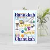 Chanukah Words Collage Kaart (Staand voorkant)