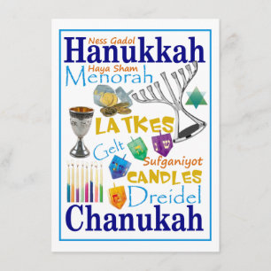 Chanukah Words Collage Kaart