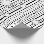 Chanukah Wrapping Paper Black N White Cadeaupapier (Hoek)