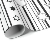 Chanukah Wrapping Paper Black N White Cadeaupapier (Rol Hoek)