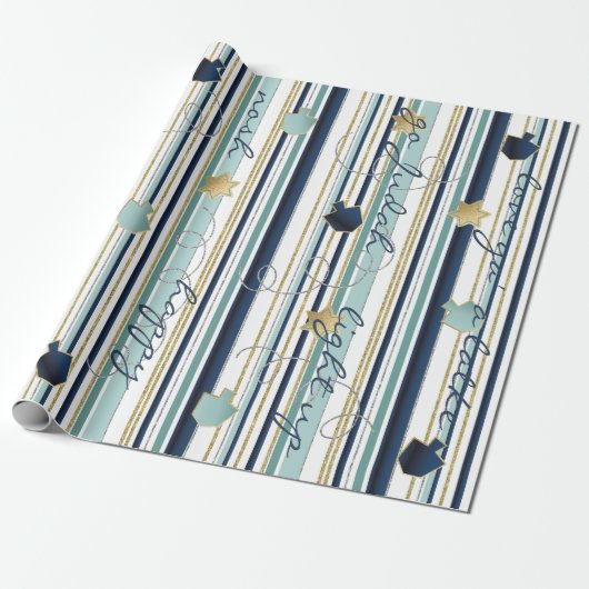 Chanukah Wrapping Paper De Nieuwe Elegant Ook Cadeaupapier (Uitgerold)