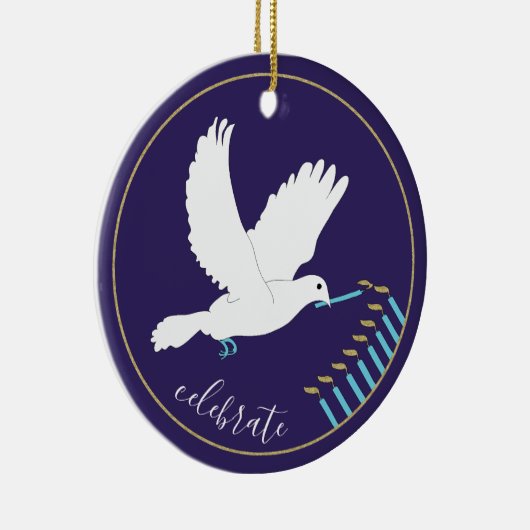 Chanukka "Duitse Menora"/Ronde Kerstbal Keramisch Ornament (Rechts)