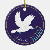 Chanukka "Duitse Menora"/Ronde Kerstbal Keramisch Ornament (Voorkant)