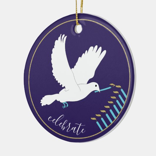 Chanukka "Duitse Menora"/Ronde Kerstbal Keramisch Ornament (Links)