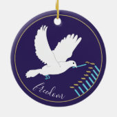 Chanukka "Duitse Menora"/Ronde Kerstbal Keramisch Ornament (Achterkant)