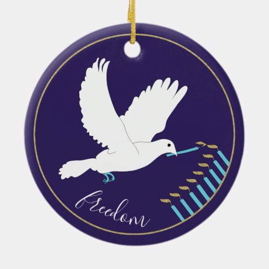 Chanukka "Duitse Menora"/Ronde Kerstbal Keramisch Ornament (Achterkant)