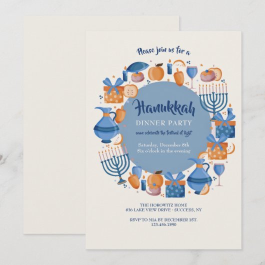 Chanukka Feest Kaart (Voorkant / Achterkant)