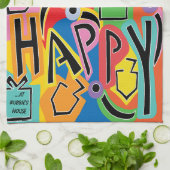 Chanukka Gelukkig Helder Kunst Theedoek (Gevouwen)