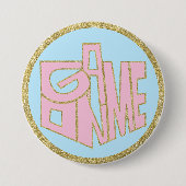Chanukka Knoop, Game ON Roze Driehoek Ronde Button 7,6 Cm (Voorkant)