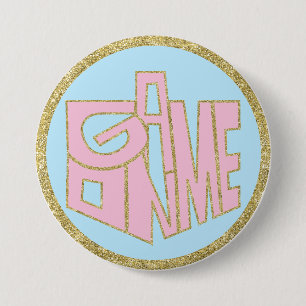 Chanukka Knoop, Game ON Roze Driehoek Ronde Button 7,6 Cm