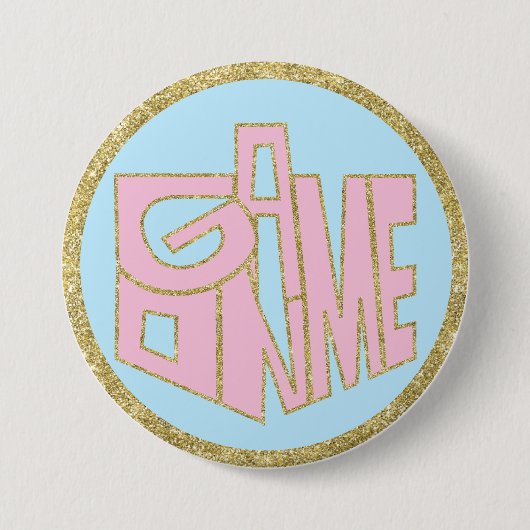 Chanukka Knoop, Game ON Roze Driehoek Ronde Button 7,6 Cm (Voorkant)