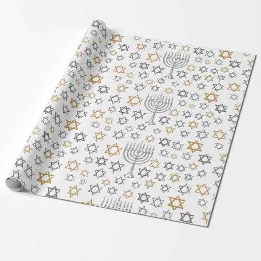 Chanukka Menora Cadeaupapier (Uitgerold)