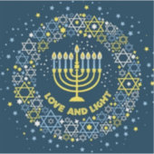 Chanukka Menora Davidster Krans Sticker (Voorkant)