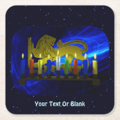 Chanukkah Brass Lion Menorah Kartonnen Onderzetters (Voorkant)