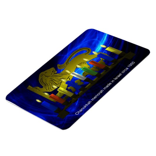 Chanukkah Brass Lion Menorah Magneet (Linkerzijde)