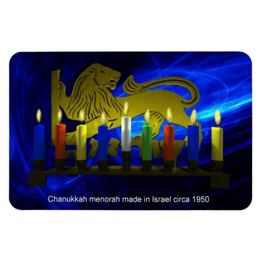 Chanukkah Brass Lion Menorah Magneet (Horizontaal)