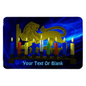 Chanukkah Brass Lion Menorah Magneet (Horizontaal)
