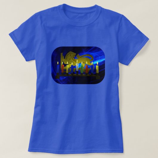 Chanukkah Brass Lion Menorah T-shirt (Design voorkant)