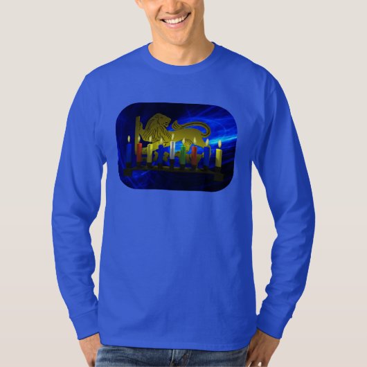 Chanukkah Brass Lion Menorah T-shirt (Voorkant)