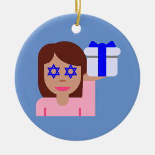 chanukkah hair flip emoji keramisch ornament