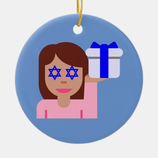 chanukkah hair flip emoji keramisch ornament (Voorkant)