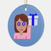chanukkah hair flip emoji keramisch ornament (Links)