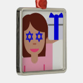 chanukkah hair flip emoji metalen ornament (Rechts)