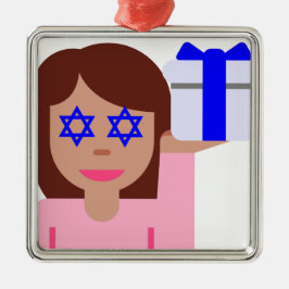 chanukkah hair flip emoji metalen ornament