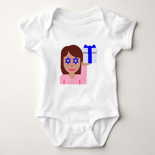 chanukkah hair flip emoji romper (Voorkant)