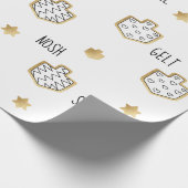 Chanukkah Wrapping Paper Black Gold Personaliseren Cadeaupapier (Hoek)